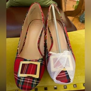 Crown Ivy Women's Red Plaid Heels